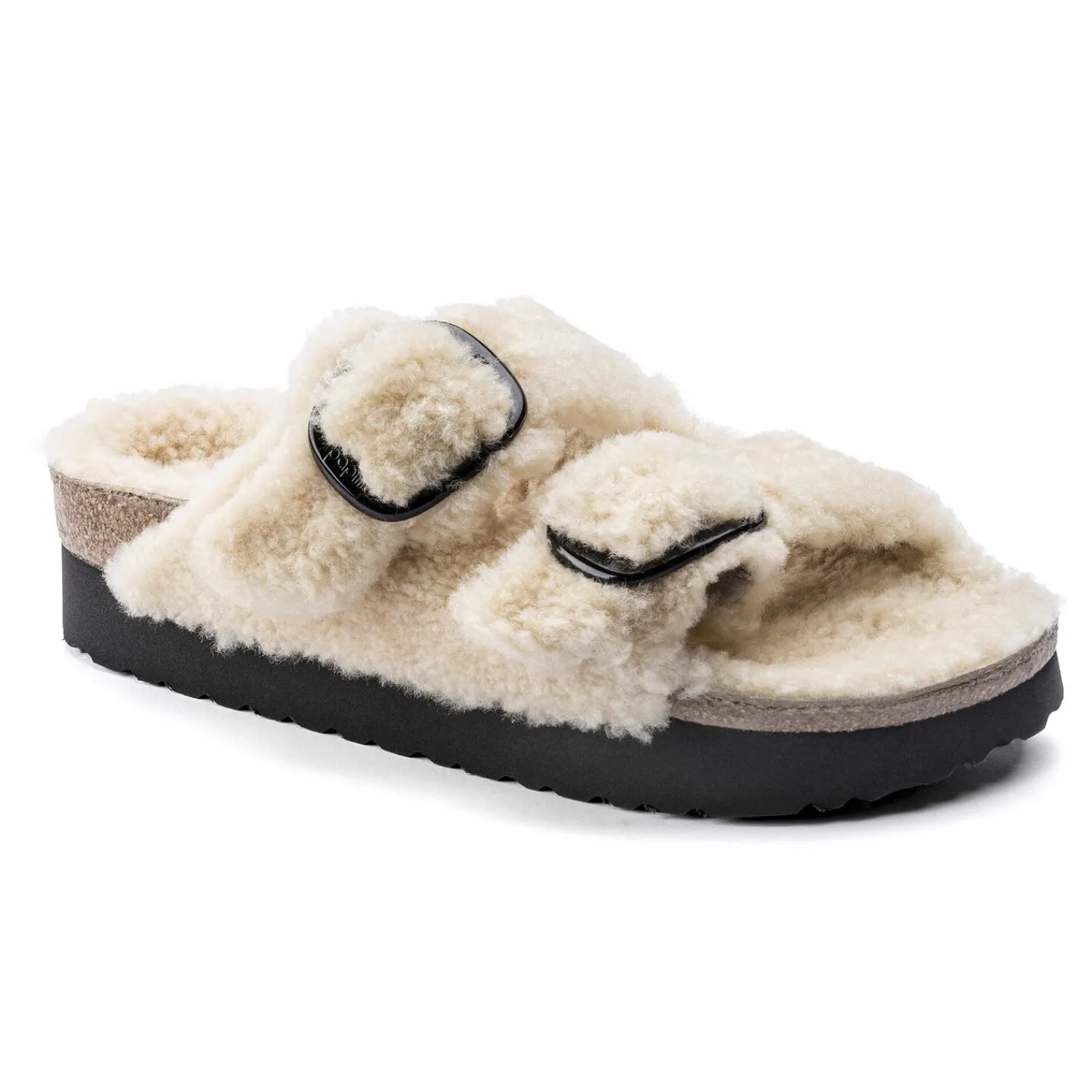 Dames Birkenstock Plateau-Arizona Big Buckle Lamsvel