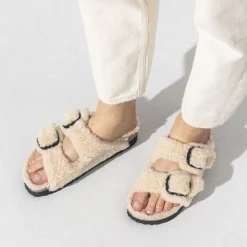 Dames Birkenstock Plateau-Arizona Big Buckle Lamsvel