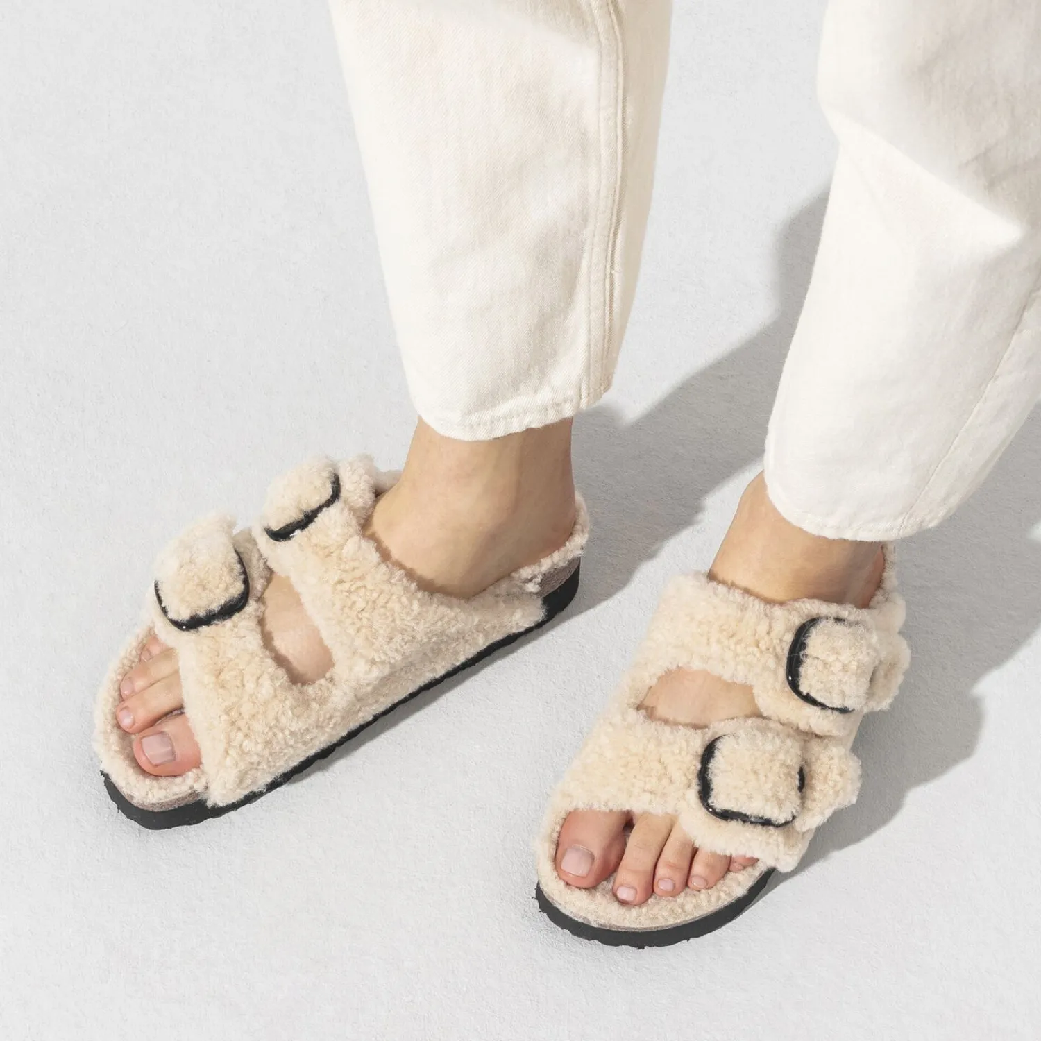Dames Birkenstock Plateau-Arizona Big Buckle Lamsvel