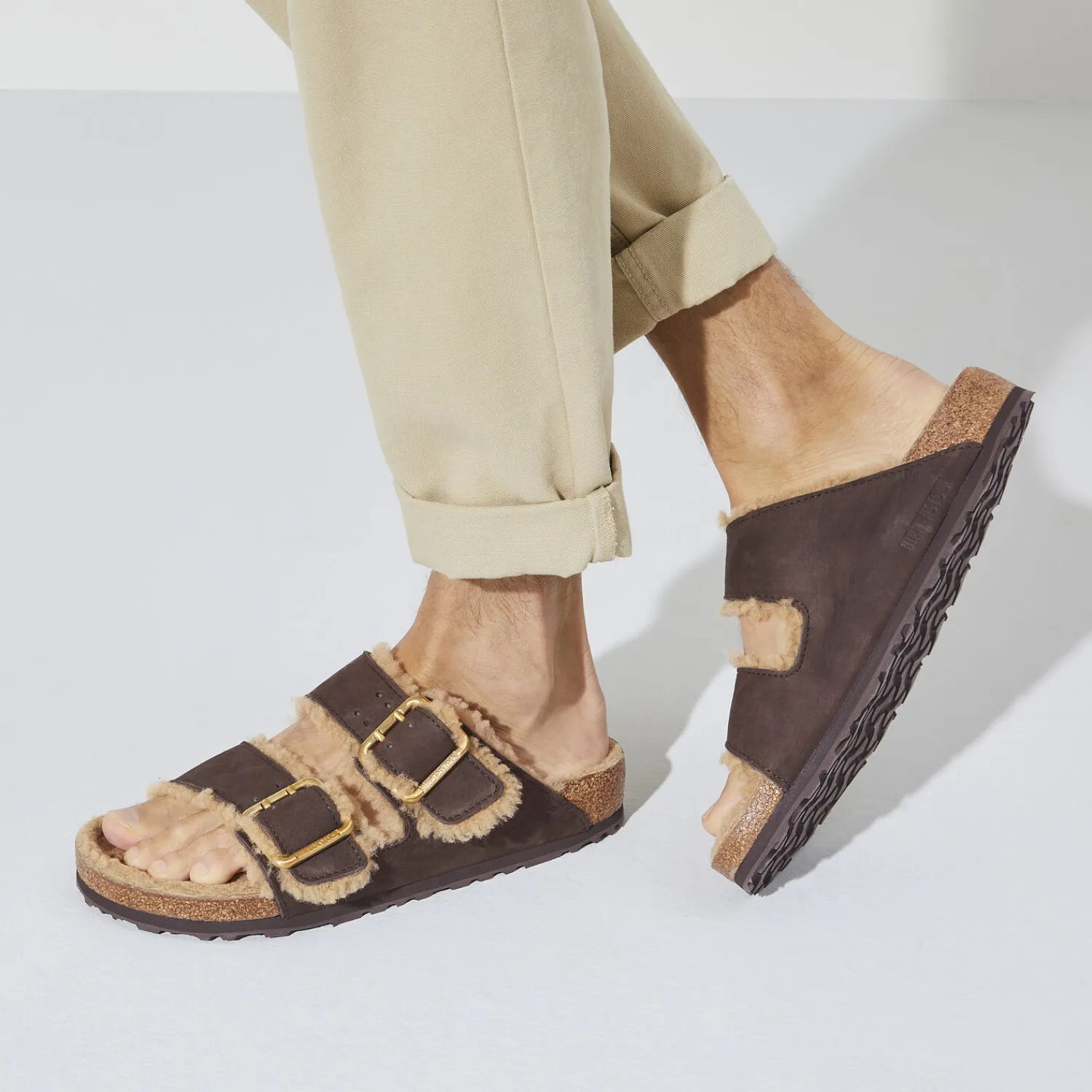 Heren Birkenstock Twee Riemen-Arizona Bold Shearling