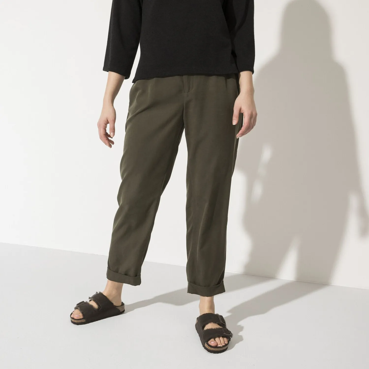 Heren Birkenstock Twee Riemen-Arizona Lamsvel