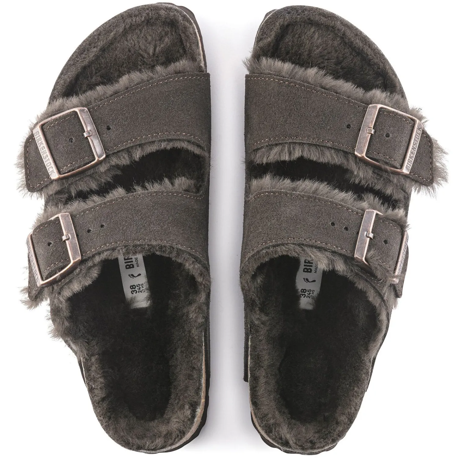 Heren Birkenstock Twee Riemen-Arizona Lamsvel