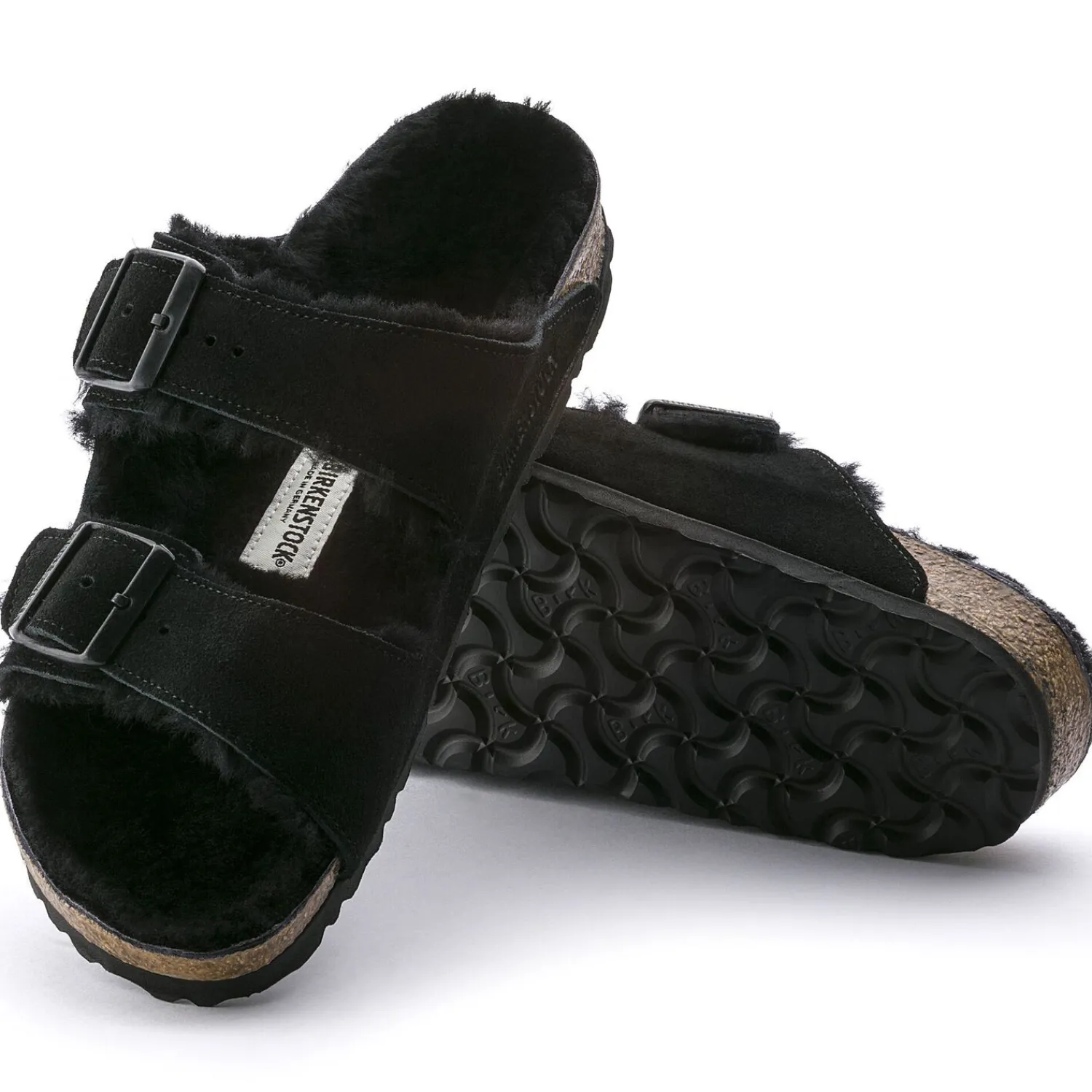 Heren Birkenstock Twee Riemen-Arizona Lamsvel