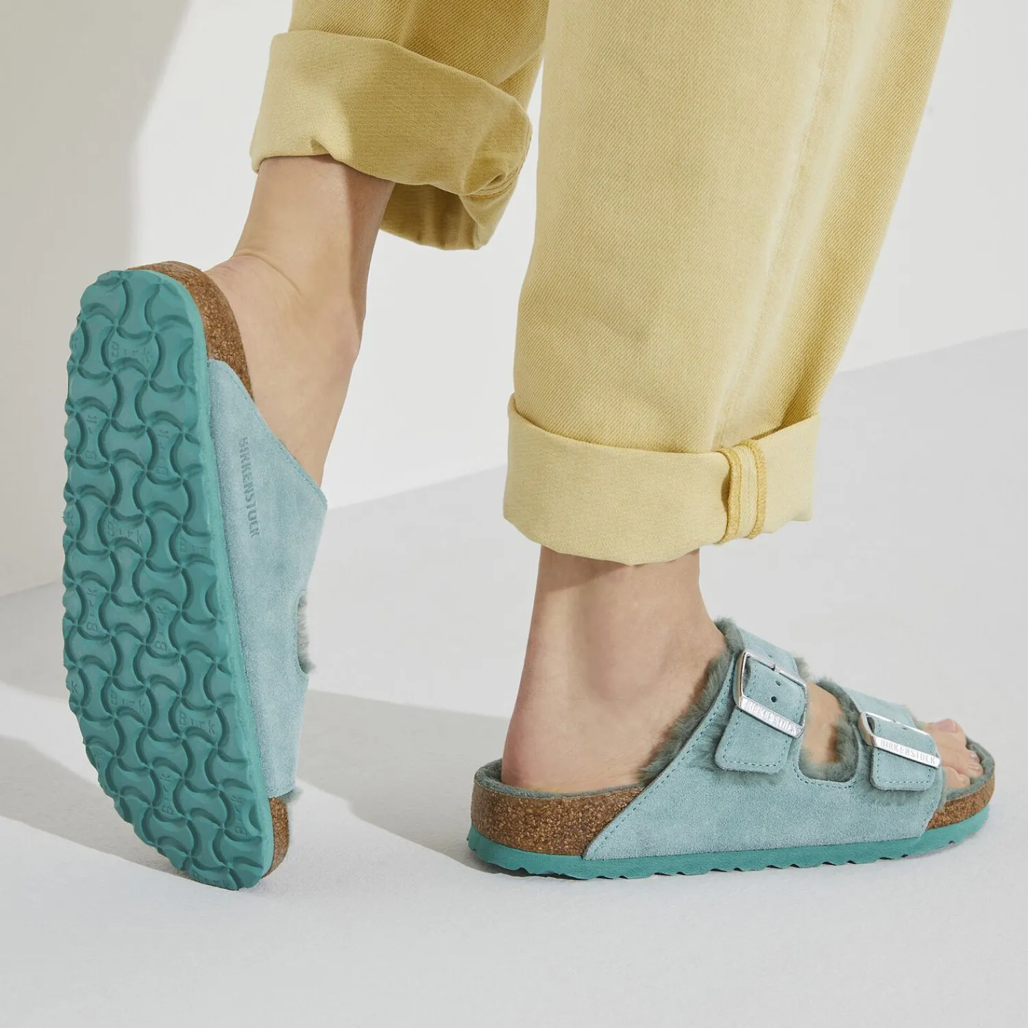 Dames Birkenstock Twee Riemen-Arizona Lamsvel