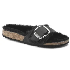 Dames Birkenstock Een Riem-Madrid Big Buckle Lamsvel