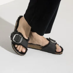 Dames Birkenstock Een Riem-Madrid Big Buckle Lamsvel